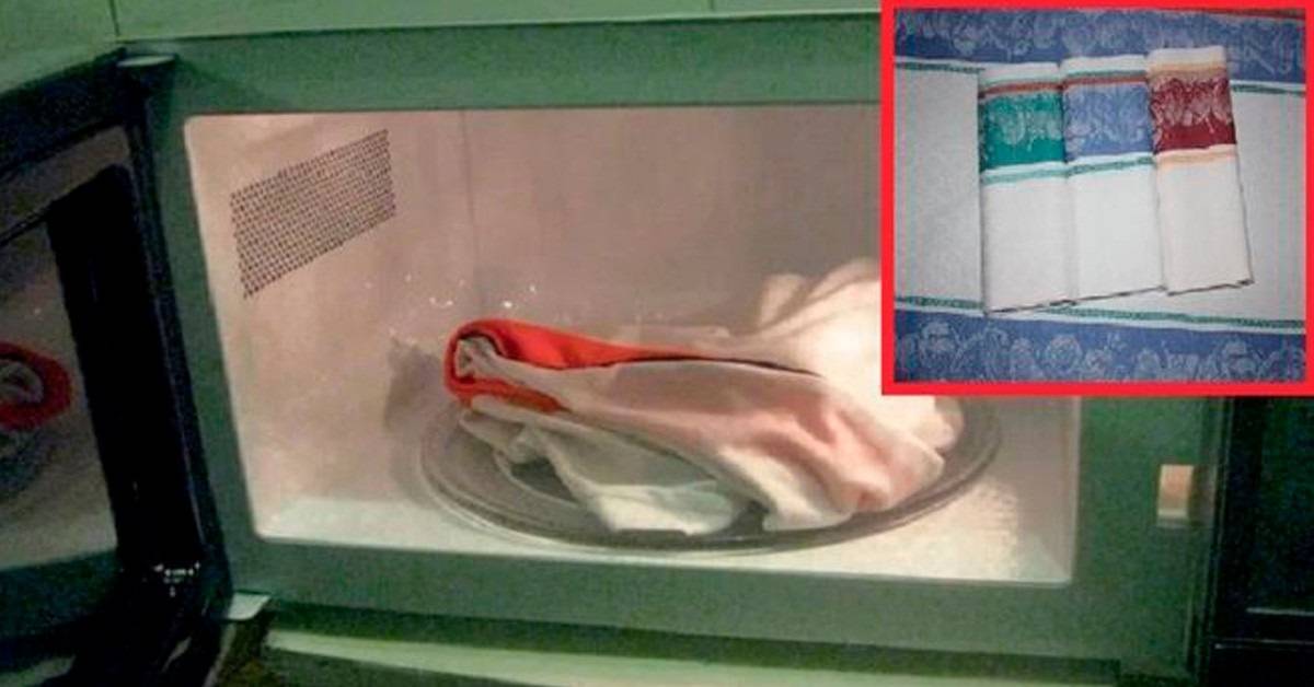 Кухонные полотенца легко отстираются в микроволновке
