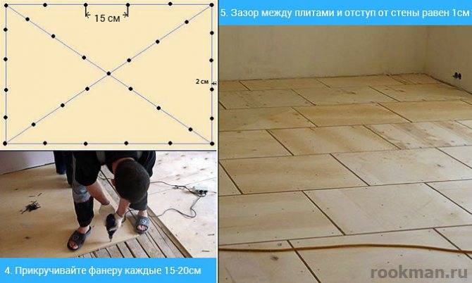 Как правильно провести укладку фанеры на бетонный пол