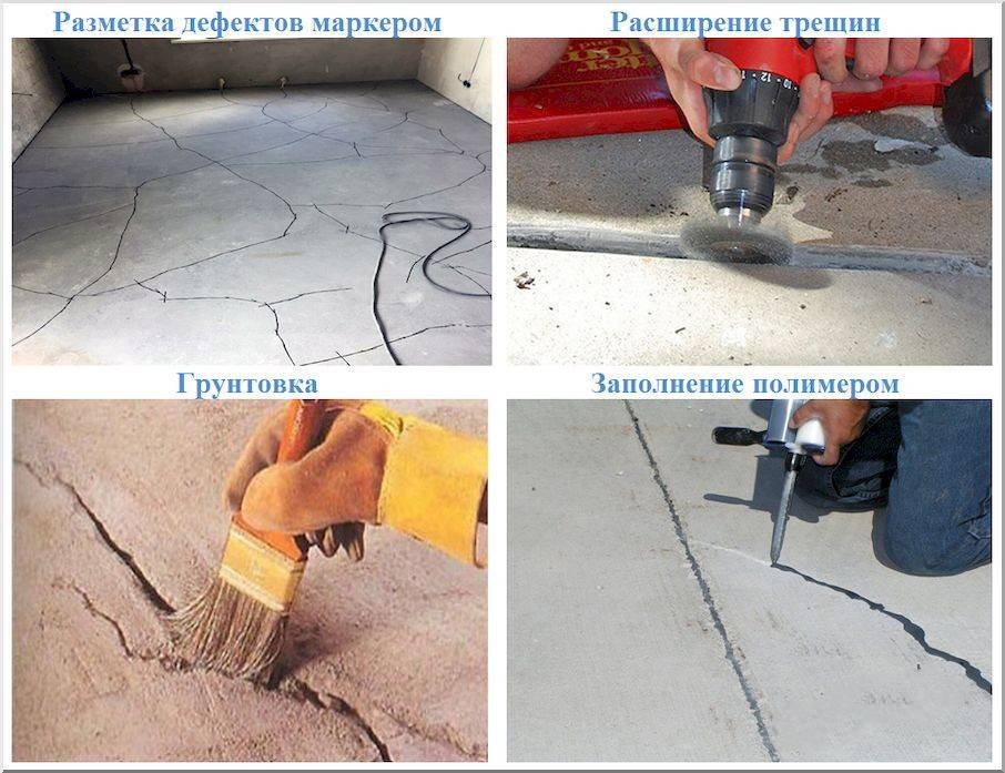 Ремонт бетонных полов: выбоины, трещины и швы