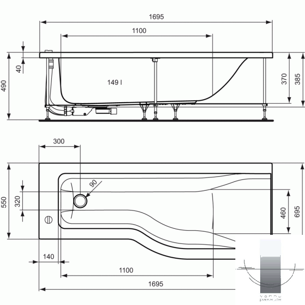 Высота ванной от пола: на каком растояние должна быть ванна акриловая, чугунная и стальная от пола