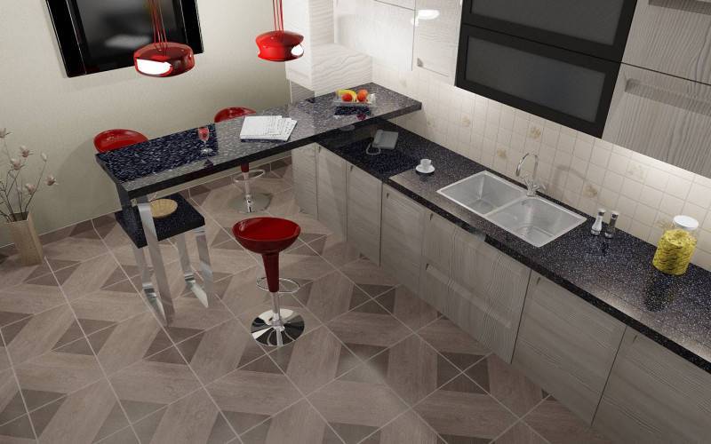 Плитка и ламинат: 2 покрытия на одном полу (кухня)